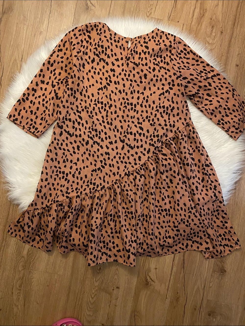 Hayden Leopard M Print Ruffle Hem Dress - Rust/Cheetah - Picture 4 of 6